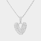 -V- Rhinestone Initial Monogram Pendant Brass Chain Necklace