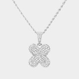 -X- Rhinestone vPendant Brass Chain Necklace