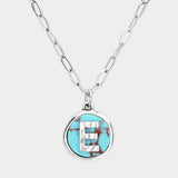 -E- Initial Monogram Turquoise Pendant Necklace