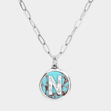 -N- Initial Monogram Turquoise Pendant Necklace