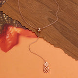 Gold Dipped Metal Pineapple Drop Pendant Y Necklace