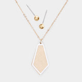 Two Tone Brass Metal Pendant Necklace