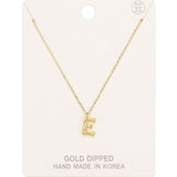 -E- Gold Dipped Initial Monogram Metal Pendant Necklace