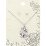 Stone Embellished Metal Woman Pendant Necklace