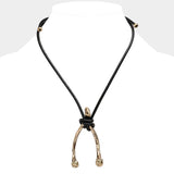 Unisex Wishbone Metal Pendant Necklace