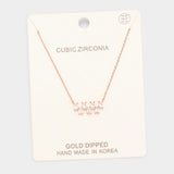Gold Dipped Cubic Zirconia Stone Pendant Necklace