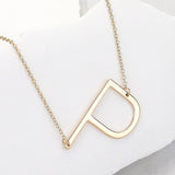 -P- Metal Initial Monogram Pendant Necklace