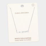 White Gold Dipped Cubic Zirconia Row Pendant Necklace