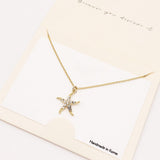 Rhinestone Embellished Starfish Pendant Necklace
