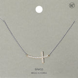 Stone Paved Cross Pendant Necklace