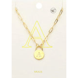 -A- Brass Metal Initial Monogram Lock Pendant Necklace