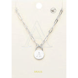 -A- Brass Metal Initial Monogram Lock Pendant Necklace