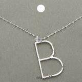 -B- Initial Monogram Brass Metal Pendant Necklace