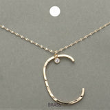 -C- Initial Monogram Brass Metal Pendant Necklace