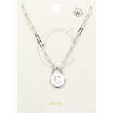 -C- Brass Metal Initial Monogram Lock Pendant Necklace