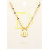 -D- Brass Metal Initial Monogram Lock Pendant Necklace