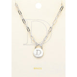 -D- Brass Metal Initial Monogram Lock Pendant Necklace