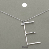 -E- Initial Monogram Brass Metal Pendant Necklace