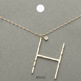 -H- Initial Monogram Brass Metal Pendant Necklace