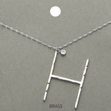 -H- Initial Monogram Brass Metal Pendant Necklace