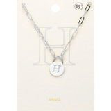 -H- Brass Metal Initial Monogram Lock Pendant Necklace