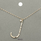 -J- Initial VBrass Metal Pendant Necklace