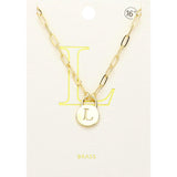 -L- Brass Metal Initial Monogram Lock Pendant Necklace