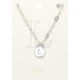 -L- Brass Metal Initial Monogram Lock Pendant Necklace