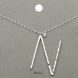 -N- Initial Monogram Brass Metal Pendant Necklace