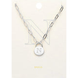-N- Brass Metal Initial Monogram Lock Pendant Necklace