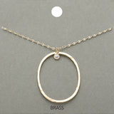 -O- Initial Monogram Brass Metal Pendant Necklace