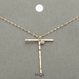 -T- Initial Monogram Brass Metal Pendant Necklace
