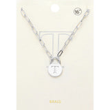 -T- Brass Metal Initial Monogram Lock Pendant Necklace