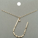 -U- Initial Monogram Brass Metal Pendant Necklace