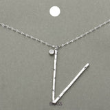-V- Initial Monogram Brass Metal Pendant Necklace