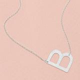 -B- White Gold Dipped Initial Monogram Pendant Necklace