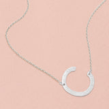 -C- White Gold Dipped Initial Monogram Pendant Necklace