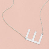 -E- White Gold Dipped Initial Monogram Pendant Necklace