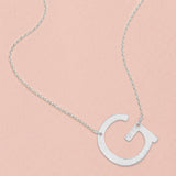 G- White Gold Dipped Initial Monogram Pendant Necklace