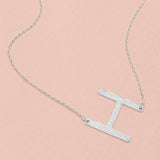-H- White Gold Dipped Initial Monogram Pendant Necklace