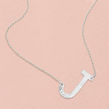 -J- White Gold Dipped Initial Monogram Pendant Necklace