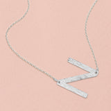-N- White Gold Dipped Initial Monogram Pendant Necklace