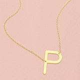 -P- Gold Dipped Initial Monogram Pendant Necklace