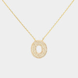 -O- Gold Dipped CZ Initial Monogram Pendant Necklace