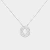 -O- White Gold Dipped CZ Initial Monogram Pendant Necklace