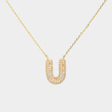 -U- Gold Dipped CZ Initial Monogram Pendant Necklace