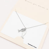 Rhinestone Embellished Ichthys Pendant Necklace