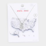 White Gold Dipped Alabama State Pendant Necklace