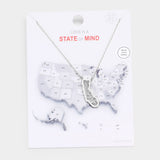 White Gold Dipped California State Pendant Necklace