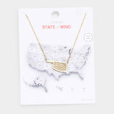 Gold Dipped Oklahoma State Pendant Necklace